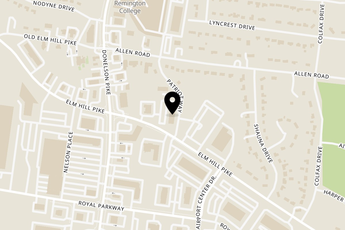 Map showing the location of Fox's Pizza Den on 2828 Elm Hill Pike #108 in Nashville